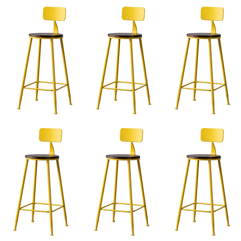 Modern Armless Backrest Counter Stool Iron Bar Stool with Seat and Pedal for Cafe Yellow 6 Piece Set Clearhalo 'Bar Furniture' 'Bar Stools' 'bar_stools' 'furn' 'furn_bar_stools' 'Furniture' 'Kitchen & Dining Furniture' 6557347