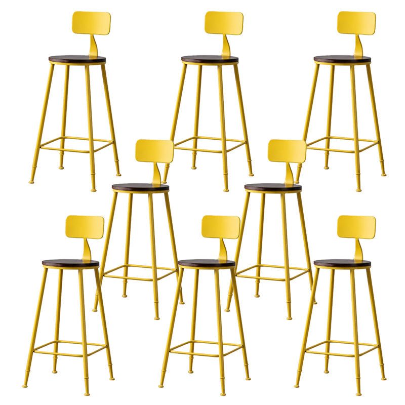 Modern Armless Backrest Counter Stool Iron Bar Stool with Seat and Pedal for Cafe Yellow 8 Piece Set Clearhalo 'Bar Furniture' 'Bar Stools' 'bar_stools' 'furn' 'furn_bar_stools' 'Furniture' 'Kitchen & Dining Furniture' 6557348