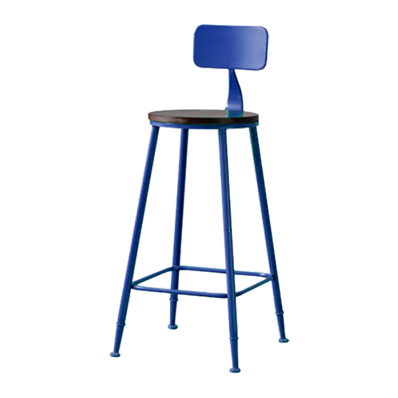 Modern Armless Backrest Counter Stool Iron Bar Stool with Seat and Pedal for Cafe Dark Blue 1 Piece Clearhalo 'Bar Furniture' 'Bar Stools' 'bar_stools' 'furn' 'furn_bar_stools' 'Furniture' 'Kitchen & Dining Furniture' 6557349