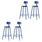 Modern Armless Backrest Counter Stool Iron Bar Stool with Seat and Pedal for Cafe Dark Blue 4 Piece Set Clearhalo 'Bar Furniture' 'Bar Stools' 'bar_stools' 'furn' 'furn_bar_stools' 'Furniture' 'Kitchen & Dining Furniture' 6557351