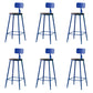 Modern Armless Backrest Counter Stool Iron Bar Stool with Seat and Pedal for Cafe Dark Blue 6 Piece Set Clearhalo 'Bar Furniture' 'Bar Stools' 'bar_stools' 'furn' 'furn_bar_stools' 'Furniture' 'Kitchen & Dining Furniture' 6557352