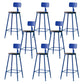 Modern Armless Backrest Counter Stool Iron Bar Stool with Seat and Pedal for Cafe Dark Blue 8 Piece Set Clearhalo 'Bar Furniture' 'Bar Stools' 'bar_stools' 'furn' 'furn_bar_stools' 'Furniture' 'Kitchen & Dining Furniture' 6557353