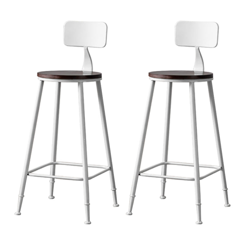 Modern Armless Backrest Counter Stool Iron Bar Stool with Seat and Pedal for Cafe White 2 Piece Set Clearhalo 'Bar Furniture' 'Bar Stools' 'bar_stools' 'furn' 'furn_bar_stools' 'Furniture' 'Kitchen & Dining Furniture' 6557355