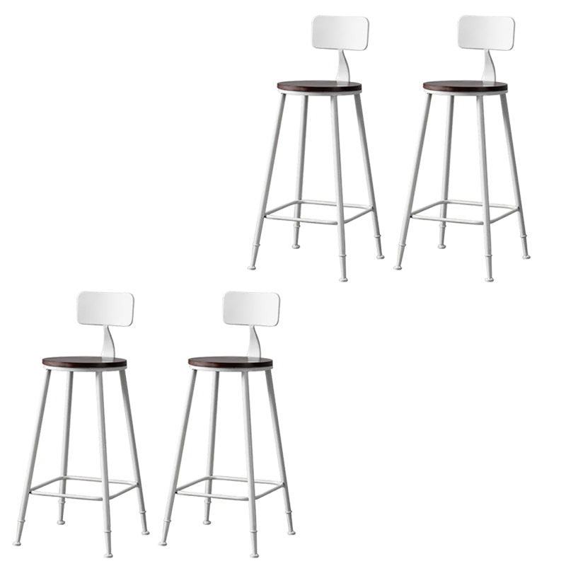 Modern Armless Backrest Counter Stool Iron Bar Stool with Seat and Pedal for Cafe White 4 Piece Set Clearhalo 'Bar Furniture' 'Bar Stools' 'bar_stools' 'furn' 'furn_bar_stools' 'Furniture' 'Kitchen & Dining Furniture' 6557356