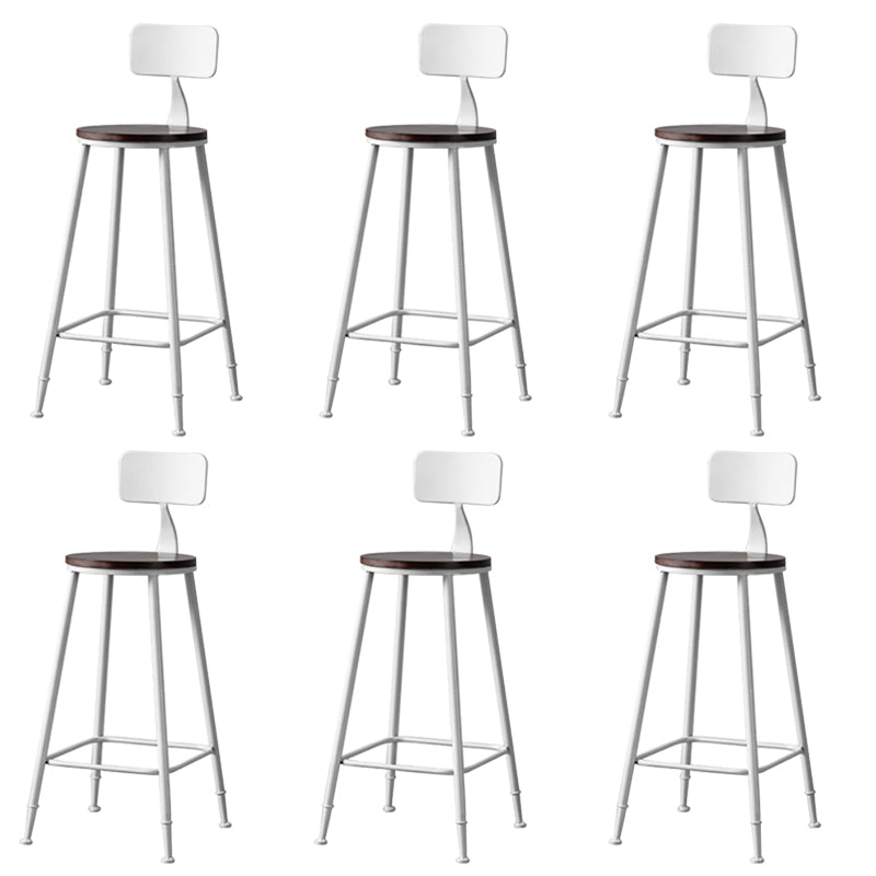 Modern Armless Backrest Counter Stool Iron Bar Stool with Seat and Pedal for Cafe White 6 Piece Set Clearhalo 'Bar Furniture' 'Bar Stools' 'bar_stools' 'furn' 'furn_bar_stools' 'Furniture' 'Kitchen & Dining Furniture' 6557357