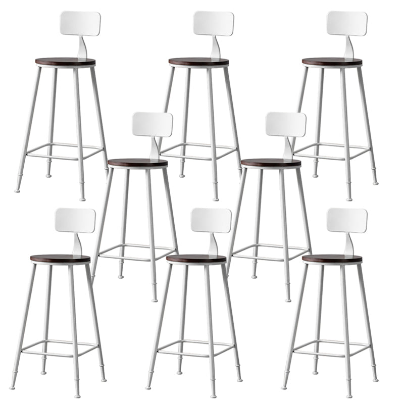 Modern Armless Backrest Counter Stool Iron Bar Stool with Seat and Pedal for Cafe White 8 Piece Set Clearhalo 'Bar Furniture' 'Bar Stools' 'bar_stools' 'furn' 'furn_bar_stools' 'Furniture' 'Kitchen & Dining Furniture' 6557358
