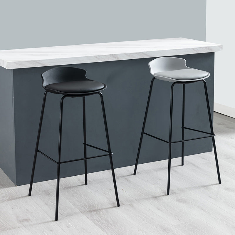 Contemporary Metal Frame Bar Stool Low Back PU Leather Bar Stool for Living Room Clearhalo 'Bar Furniture' 'Bar Stools' 'bar_stools' 'furn' 'furn_bar_stools' 'Furniture' 'Kitchen & Dining Furniture' 6557361