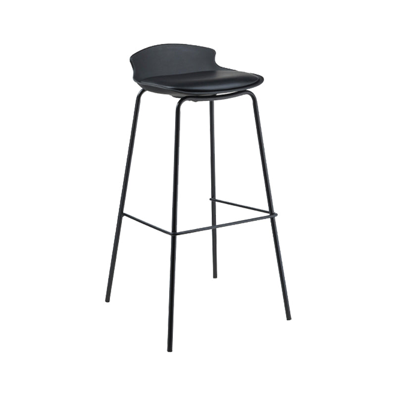 Contemporary Metal Frame Bar Stool Low Back PU Leather Bar Stool for Living Room Black Black 1 Piece Clearhalo 'Bar Furniture' 'Bar Stools' 'bar_stools' 'furn' 'furn_bar_stools' 'Furniture' 'Kitchen & Dining Furniture' 6557362
