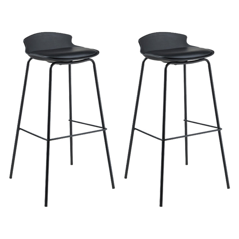 Contemporary Metal Frame Bar Stool Low Back PU Leather Bar Stool for Living Room Black Black 2 Piece Set Clearhalo 'Bar Furniture' 'Bar Stools' 'bar_stools' 'furn' 'furn_bar_stools' 'Furniture' 'Kitchen & Dining Furniture' 6557363