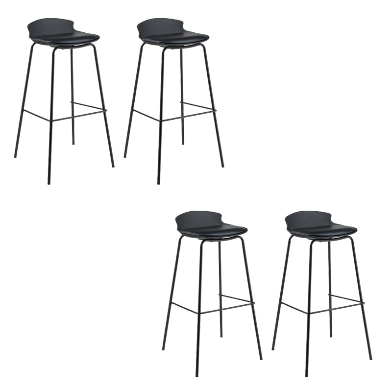 Contemporary Metal Frame Bar Stool Low Back PU Leather Bar Stool for Living Room Black Black 4 Piece Set Clearhalo 'Bar Furniture' 'Bar Stools' 'bar_stools' 'furn' 'furn_bar_stools' 'Furniture' 'Kitchen & Dining Furniture' 6557365