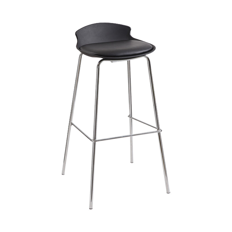 Contemporary Metal Frame Bar Stool Low Back PU Leather Bar Stool for Living Room Black Silver 1 Piece Clearhalo 'Bar Furniture' 'Bar Stools' 'bar_stools' 'furn' 'furn_bar_stools' 'Furniture' 'Kitchen & Dining Furniture' 6557372