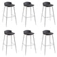 Contemporary Metal Frame Bar Stool Low Back PU Leather Bar Stool for Living Room Black Silver 6 Piece Set Clearhalo 'Bar Furniture' 'Bar Stools' 'bar_stools' 'furn' 'furn_bar_stools' 'Furniture' 'Kitchen & Dining Furniture' 6557377
