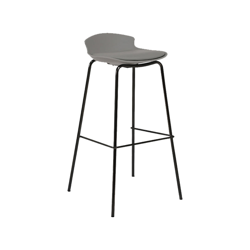Contemporary Metal Frame Bar Stool Low Back PU Leather Bar Stool for Living Room Grey Black 1 Piece Clearhalo 'Bar Furniture' 'Bar Stools' 'bar_stools' 'furn' 'furn_bar_stools' 'Furniture' 'Kitchen & Dining Furniture' 6557380