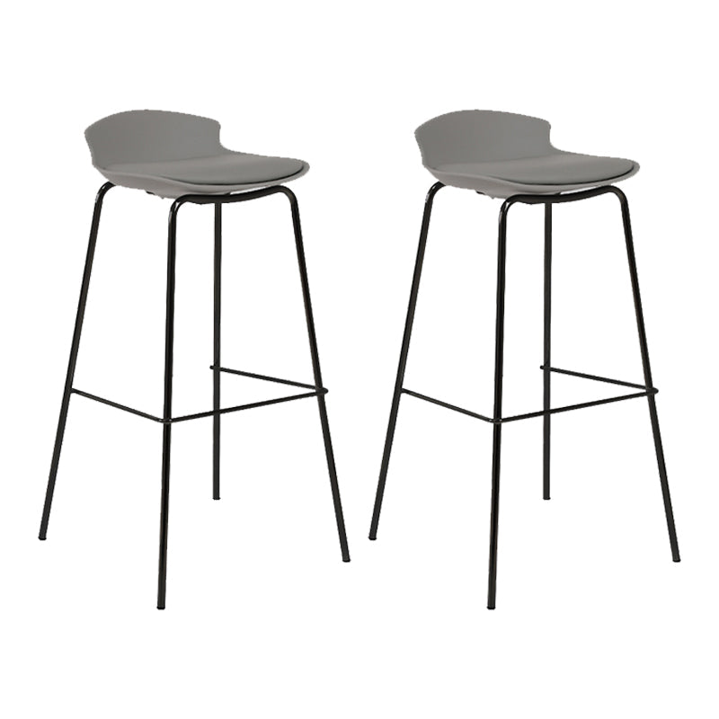 Contemporary Metal Frame Bar Stool Low Back PU Leather Bar Stool for Living Room Grey Black 2 Piece Set Clearhalo 'Bar Furniture' 'Bar Stools' 'bar_stools' 'furn' 'furn_bar_stools' 'Furniture' 'Kitchen & Dining Furniture' 6557381