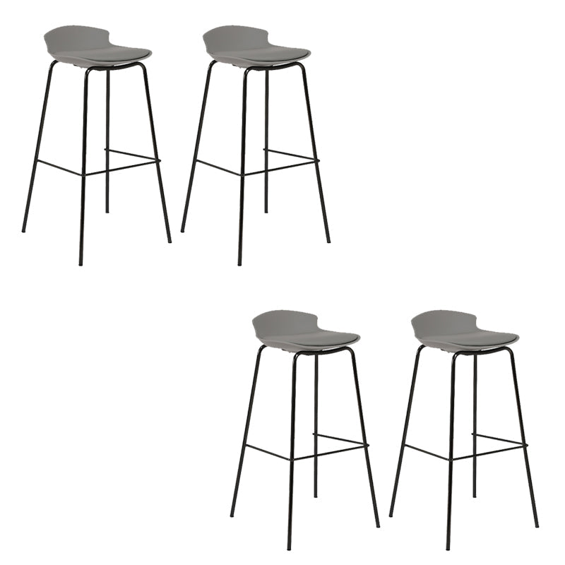 Contemporary Metal Frame Bar Stool Low Back PU Leather Bar Stool for Living Room Grey Black 4 Piece Set Clearhalo 'Bar Furniture' 'Bar Stools' 'bar_stools' 'furn' 'furn_bar_stools' 'Furniture' 'Kitchen & Dining Furniture' 6557382