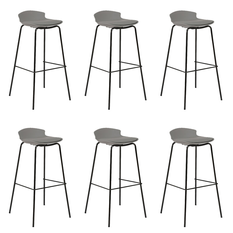 Contemporary Metal Frame Bar Stool Low Back PU Leather Bar Stool for Living Room Grey Black 6 Piece Set Clearhalo 'Bar Furniture' 'Bar Stools' 'bar_stools' 'furn' 'furn_bar_stools' 'Furniture' 'Kitchen & Dining Furniture' 6557383
