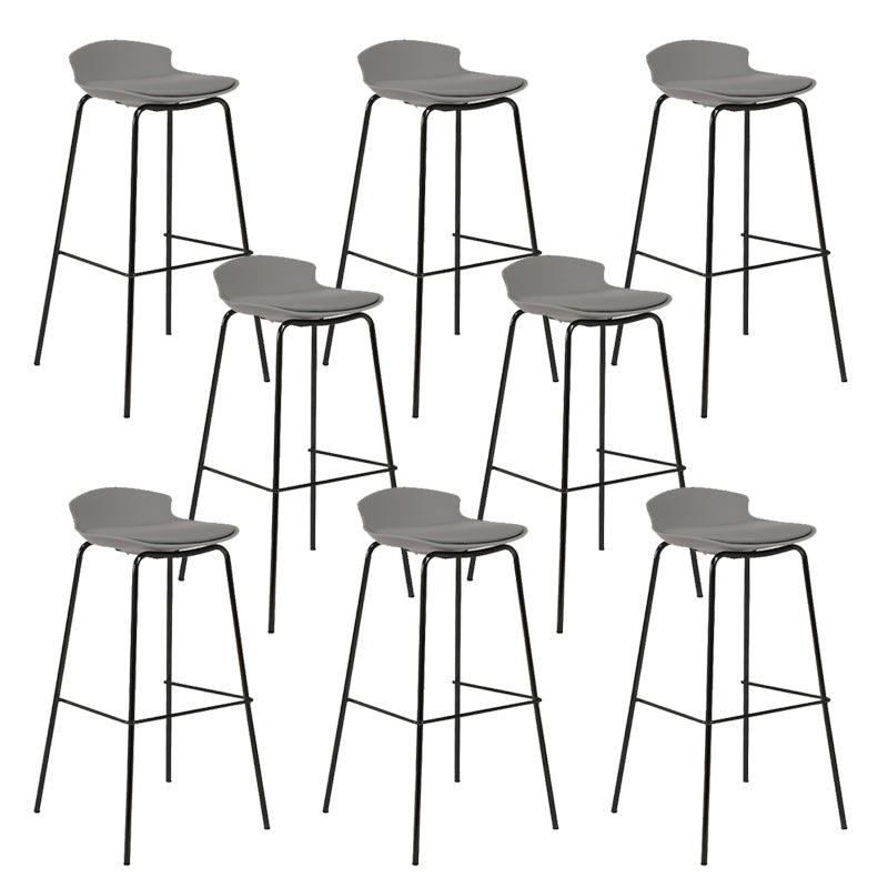 Contemporary Metal Frame Bar Stool Low Back PU Leather Bar Stool for Living Room Grey Black 8 Piece Set Clearhalo 'Bar Furniture' 'Bar Stools' 'bar_stools' 'furn' 'furn_bar_stools' 'Furniture' 'Kitchen & Dining Furniture' 6557384