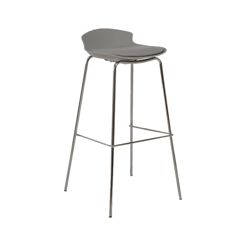 Contemporary Metal Frame Bar Stool Low Back PU Leather Bar Stool for Living Room Grey Silver 1 Piece Clearhalo 'Bar Furniture' 'Bar Stools' 'bar_stools' 'furn' 'furn_bar_stools' 'Furniture' 'Kitchen & Dining Furniture' 6557385