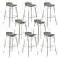 Contemporary Metal Frame Bar Stool Low Back PU Leather Bar Stool for Living Room Grey Silver 8 Piece Set Clearhalo 'Bar Furniture' 'Bar Stools' 'bar_stools' 'furn' 'furn_bar_stools' 'Furniture' 'Kitchen & Dining Furniture' 6557389