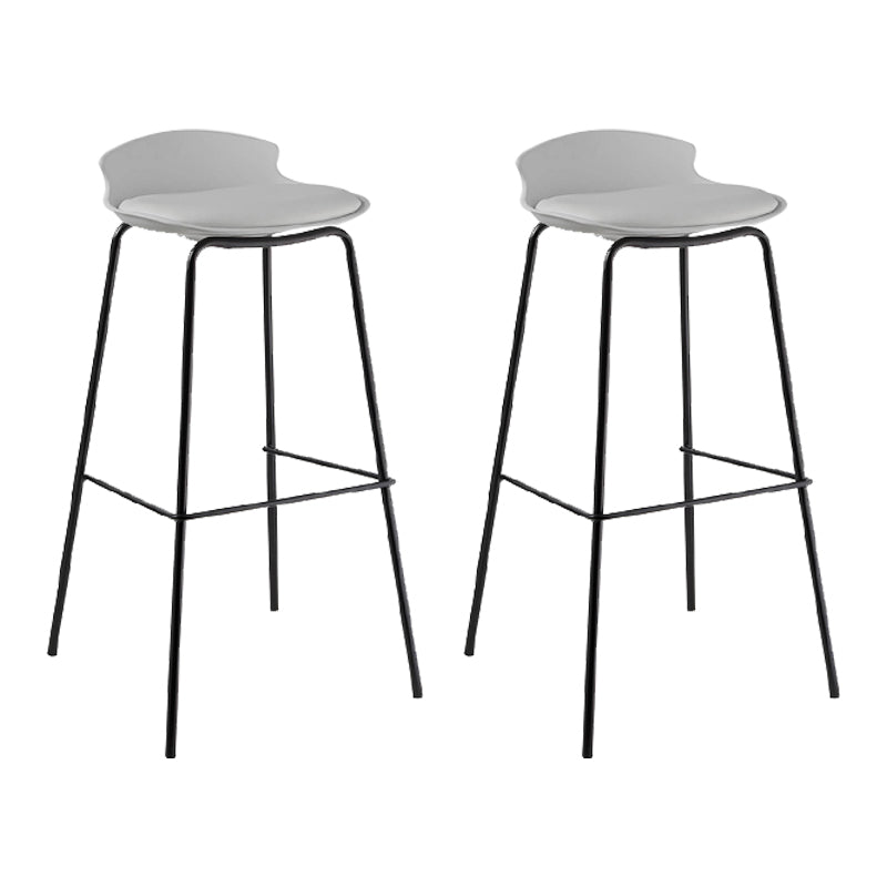 Contemporary Metal Frame Bar Stool Low Back PU Leather Bar Stool for Living Room White Black 2 Piece Set Clearhalo 'Bar Furniture' 'Bar Stools' 'bar_stools' 'furn' 'furn_bar_stools' 'Furniture' 'Kitchen & Dining Furniture' 6557391