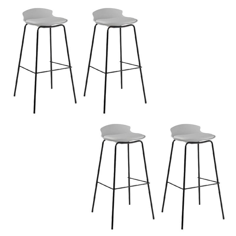 Contemporary Metal Frame Bar Stool Low Back PU Leather Bar Stool for Living Room White Black 4 Piece Set Clearhalo 'Bar Furniture' 'Bar Stools' 'bar_stools' 'furn' 'furn_bar_stools' 'Furniture' 'Kitchen & Dining Furniture' 6557392