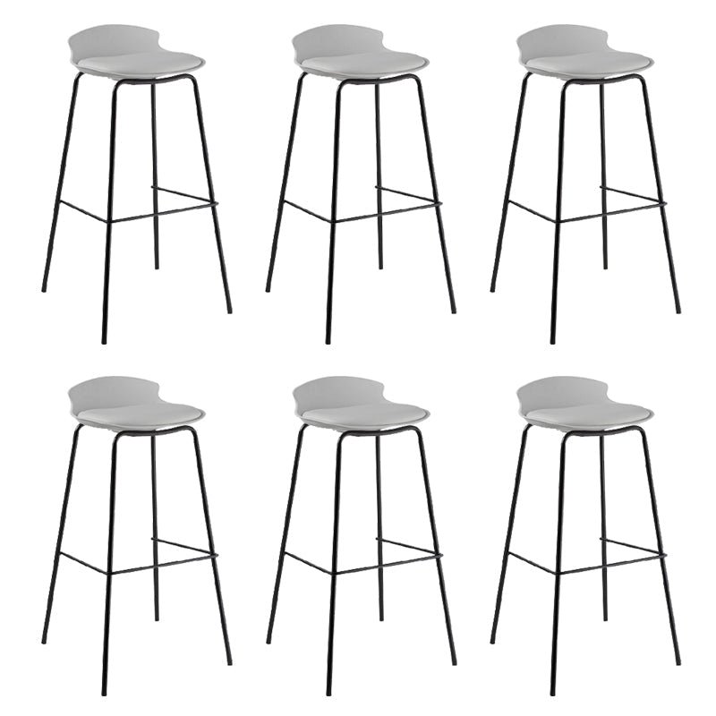 Contemporary Metal Frame Bar Stool Low Back PU Leather Bar Stool for Living Room White Black 6 Piece Set Clearhalo 'Bar Furniture' 'Bar Stools' 'bar_stools' 'furn' 'furn_bar_stools' 'Furniture' 'Kitchen & Dining Furniture' 6557393