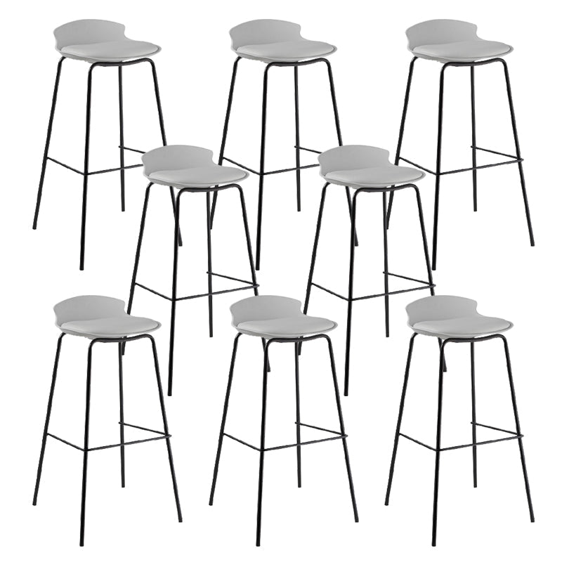Contemporary Metal Frame Bar Stool Low Back PU Leather Bar Stool for Living Room White Black 8 Piece Set Clearhalo 'Bar Furniture' 'Bar Stools' 'bar_stools' 'furn' 'furn_bar_stools' 'Furniture' 'Kitchen & Dining Furniture' 6557394