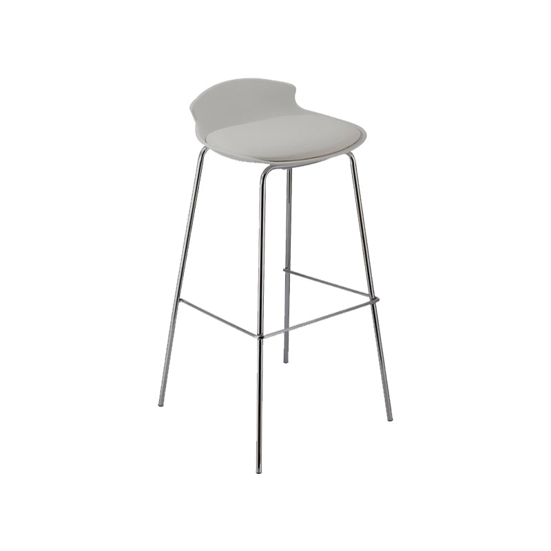 Contemporary Metal Frame Bar Stool Low Back PU Leather Bar Stool for Living Room White Silver 1 Piece Clearhalo 'Bar Furniture' 'Bar Stools' 'bar_stools' 'furn' 'furn_bar_stools' 'Furniture' 'Kitchen & Dining Furniture' 6557395