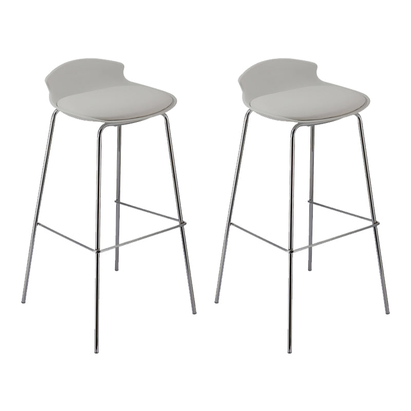 Contemporary Metal Frame Bar Stool Low Back PU Leather Bar Stool for Living Room White Silver 2 Piece Set Clearhalo 'Bar Furniture' 'Bar Stools' 'bar_stools' 'furn' 'furn_bar_stools' 'Furniture' 'Kitchen & Dining Furniture' 6557396
