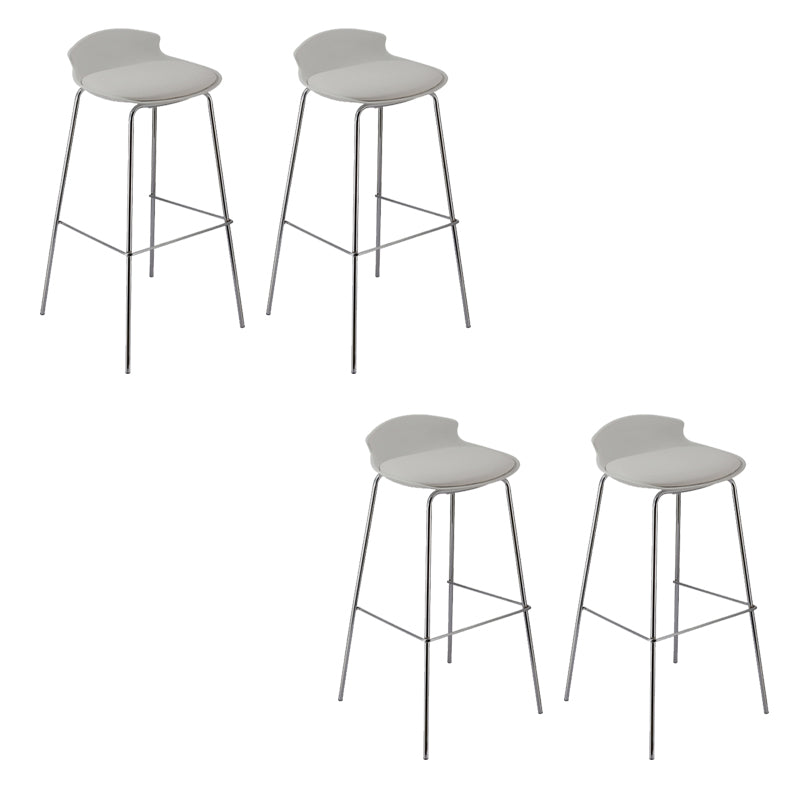 Contemporary Metal Frame Bar Stool Low Back PU Leather Bar Stool for Living Room White Silver 4 Piece Set Clearhalo 'Bar Furniture' 'Bar Stools' 'bar_stools' 'furn' 'furn_bar_stools' 'Furniture' 'Kitchen & Dining Furniture' 6557397