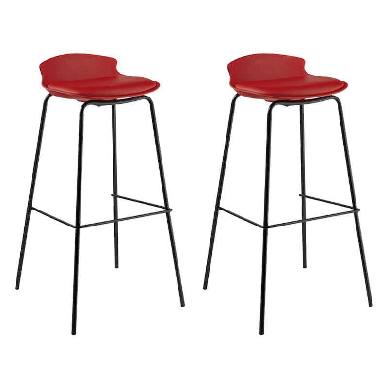 Contemporary Metal Frame Bar Stool Low Back PU Leather Bar Stool for Living Room Red Black 2 Piece Set Clearhalo 'Bar Furniture' 'Bar Stools' 'bar_stools' 'furn' 'furn_bar_stools' 'Furniture' 'Kitchen & Dining Furniture' 6557401