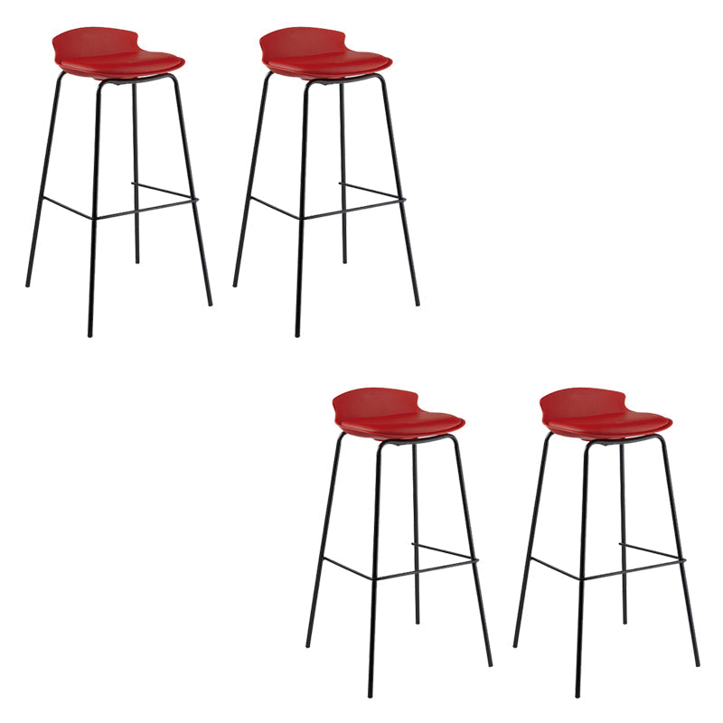 Contemporary Metal Frame Bar Stool Low Back PU Leather Bar Stool for Living Room Red Black 4 Piece Set Clearhalo 'Bar Furniture' 'Bar Stools' 'bar_stools' 'furn' 'furn_bar_stools' 'Furniture' 'Kitchen & Dining Furniture' 6557402