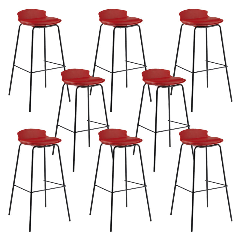 Contemporary Metal Frame Bar Stool Low Back PU Leather Bar Stool for Living Room Red Black 8 Piece Set Clearhalo 'Bar Furniture' 'Bar Stools' 'bar_stools' 'furn' 'furn_bar_stools' 'Furniture' 'Kitchen & Dining Furniture' 6557404