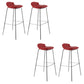 Contemporary Metal Frame Bar Stool Low Back PU Leather Bar Stool for Living Room Red Silver 4 Piece Set Clearhalo 'Bar Furniture' 'Bar Stools' 'bar_stools' 'furn' 'furn_bar_stools' 'Furniture' 'Kitchen & Dining Furniture' 6557407