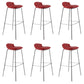 Contemporary Metal Frame Bar Stool Low Back PU Leather Bar Stool for Living Room Red Silver 6 Piece Set Clearhalo 'Bar Furniture' 'Bar Stools' 'bar_stools' 'furn' 'furn_bar_stools' 'Furniture' 'Kitchen & Dining Furniture' 6557408