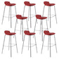 Contemporary Metal Frame Bar Stool Low Back PU Leather Bar Stool for Living Room Red Silver 8 Piece Set Clearhalo 'Bar Furniture' 'Bar Stools' 'bar_stools' 'furn' 'furn_bar_stools' 'Furniture' 'Kitchen & Dining Furniture' 6557409