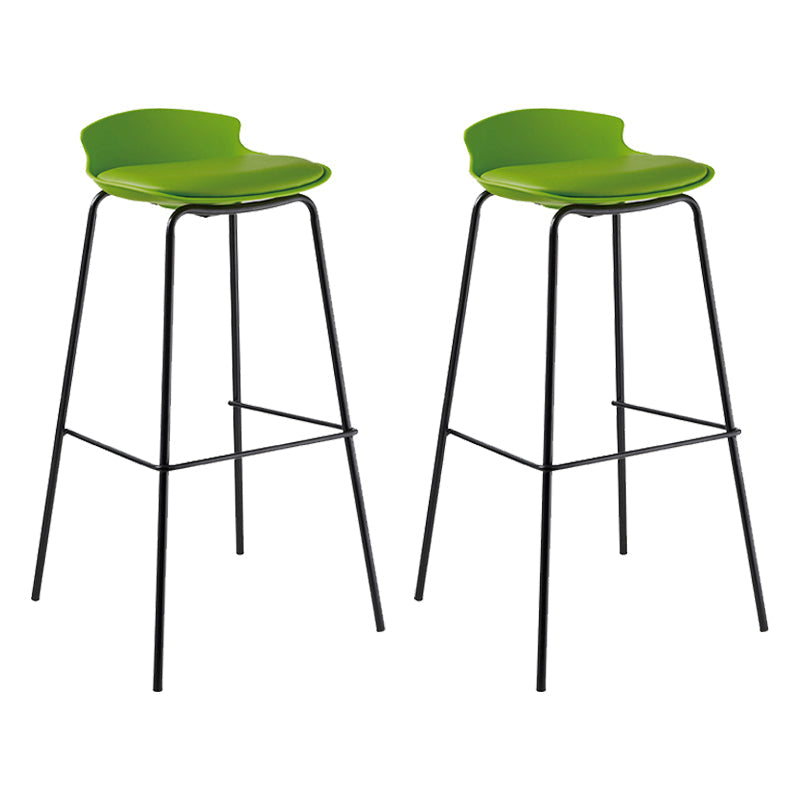 Contemporary Metal Frame Bar Stool Low Back PU Leather Bar Stool for Living Room Green Black 2 Piece Set Clearhalo 'Bar Furniture' 'Bar Stools' 'bar_stools' 'furn' 'furn_bar_stools' 'Furniture' 'Kitchen & Dining Furniture' 6557411