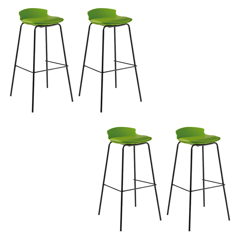Contemporary Metal Frame Bar Stool Low Back PU Leather Bar Stool for Living Room Green Black 4 Piece Set Clearhalo 'Bar Furniture' 'Bar Stools' 'bar_stools' 'furn' 'furn_bar_stools' 'Furniture' 'Kitchen & Dining Furniture' 6557412