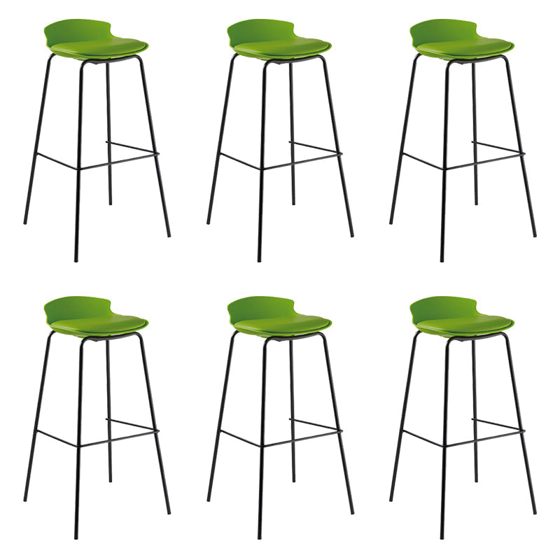 Contemporary Metal Frame Bar Stool Low Back PU Leather Bar Stool for Living Room Green Black 6 Piece Set Clearhalo 'Bar Furniture' 'Bar Stools' 'bar_stools' 'furn' 'furn_bar_stools' 'Furniture' 'Kitchen & Dining Furniture' 6557413