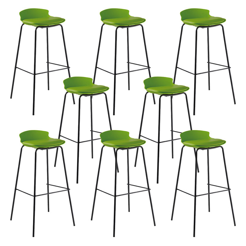 Contemporary Metal Frame Bar Stool Low Back PU Leather Bar Stool for Living Room Green Black 8 Piece Set Clearhalo 'Bar Furniture' 'Bar Stools' 'bar_stools' 'furn' 'furn_bar_stools' 'Furniture' 'Kitchen & Dining Furniture' 6557414