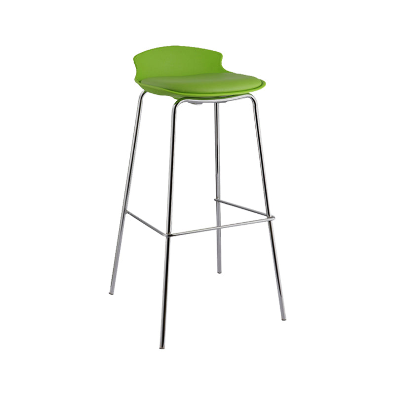 Contemporary Metal Frame Bar Stool Low Back PU Leather Bar Stool for Living Room Green Silver 1 Piece Clearhalo 'Bar Furniture' 'Bar Stools' 'bar_stools' 'furn' 'furn_bar_stools' 'Furniture' 'Kitchen & Dining Furniture' 6557415
