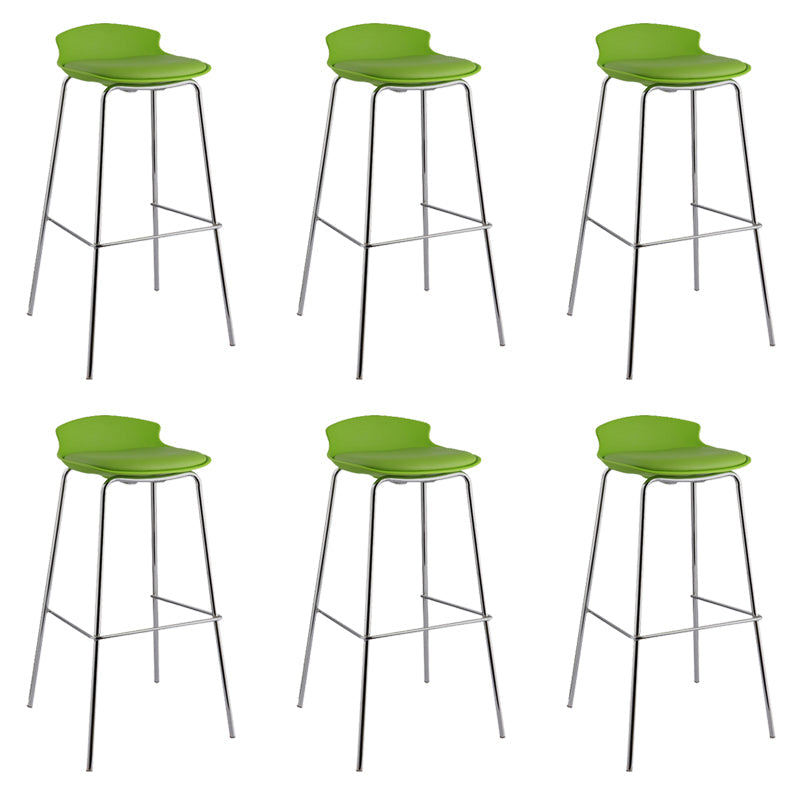 Contemporary Metal Frame Bar Stool Low Back PU Leather Bar Stool for Living Room Green Silver 6 Piece Set Clearhalo 'Bar Furniture' 'Bar Stools' 'bar_stools' 'furn' 'furn_bar_stools' 'Furniture' 'Kitchen & Dining Furniture' 6557418