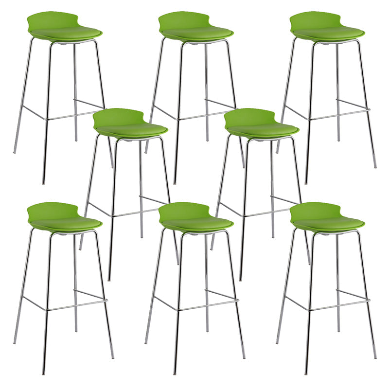 Contemporary Metal Frame Bar Stool Low Back PU Leather Bar Stool for Living Room Green Silver 8 Piece Set Clearhalo 'Bar Furniture' 'Bar Stools' 'bar_stools' 'furn' 'furn_bar_stools' 'Furniture' 'Kitchen & Dining Furniture' 6557419