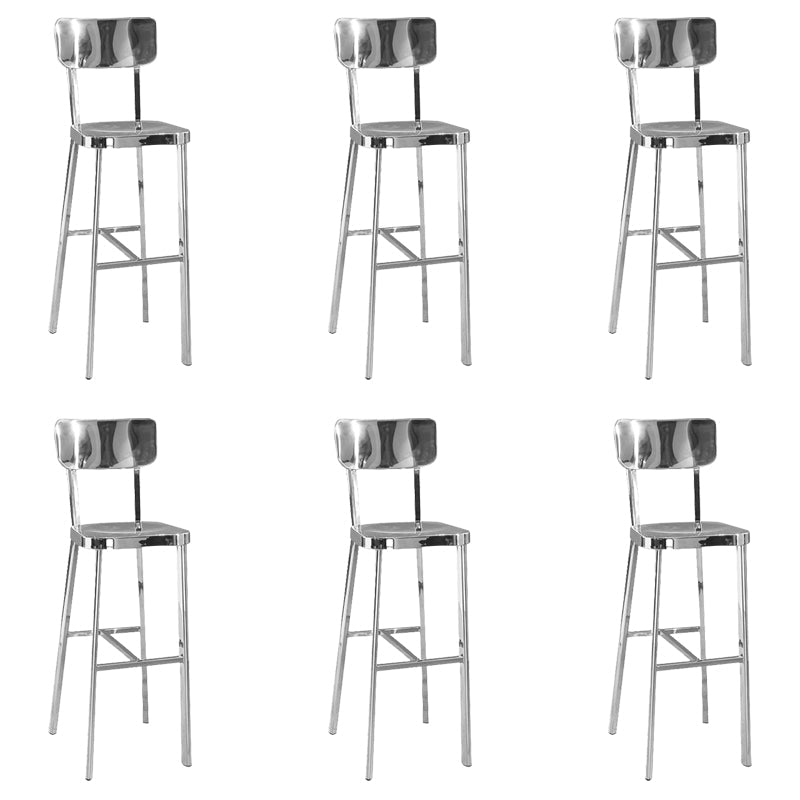 Industrial Armless Bar Stools Metal Low Back Dining Stool with Footrest