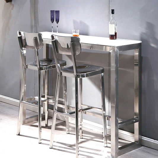 工業用アームレスバースツールメタルローバックダイニングスツールフットレスト付き