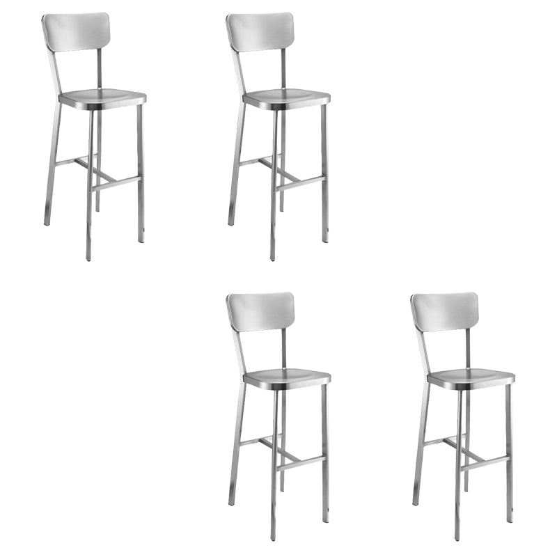 Industrial Armless Bar Stools Metal Low Back Dining Stool with Footrest