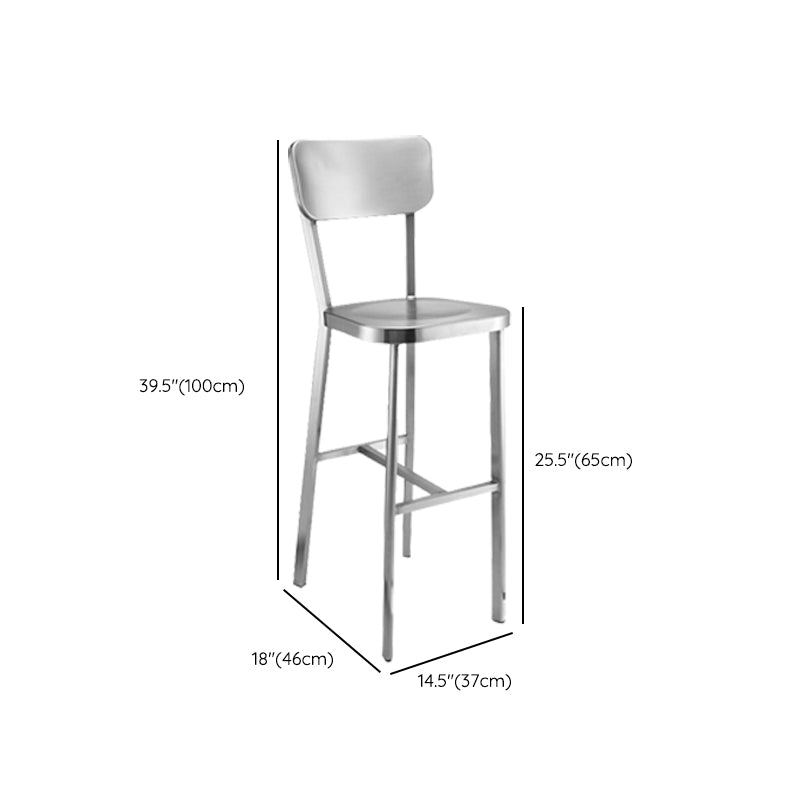 Industrial Armless Bar Stools Metal Low Back Dining Stool with Footrest