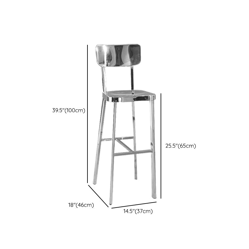 Industrial Armless Bar Stools Metal Low Back Dining Stool with Footrest