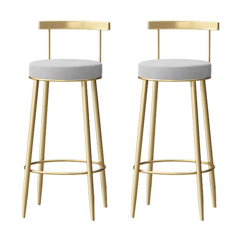 Taburete de respaldo de respaldo sin brazo de glamour taburete de barra de hierro con pedal y cojín para el café