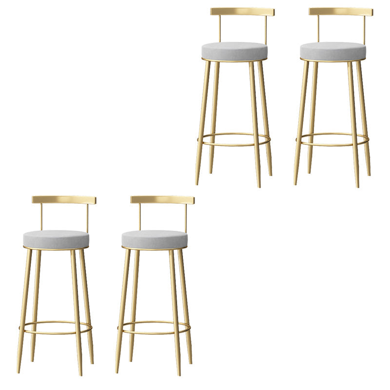 Taburete de respaldo de respaldo sin brazo de glamour taburete de barra de hierro con pedal y cojín para el café